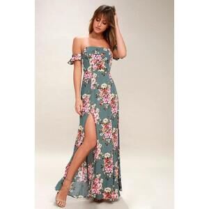 Lulus Primrose Path Sage Green Floral Print Maxi Dress - Size M